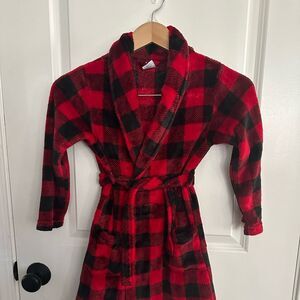 Wonder Nation Unisex Black/Red Checkered Print Robe Size 6/7 (S)